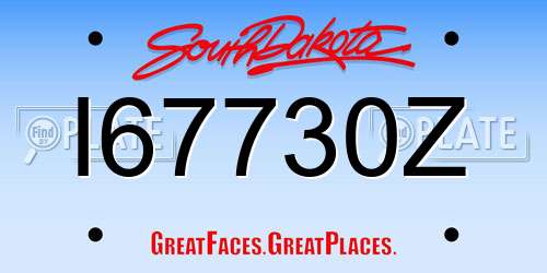 I67730Z South Dakota License Plate