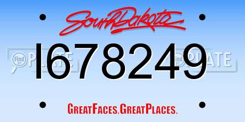 I678249 South Dakota License Plate