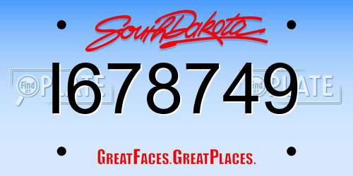 I678749 South Dakota License Plate