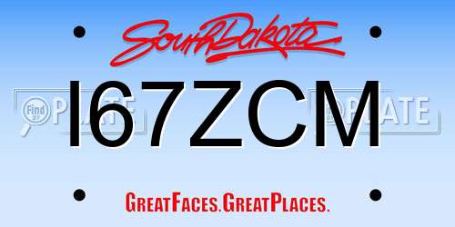 I67ZCM South Dakota License Plate