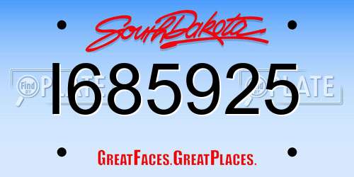 I685925 South Dakota License Plate