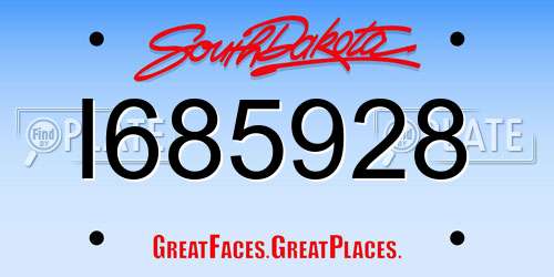 I685928 South Dakota License Plate