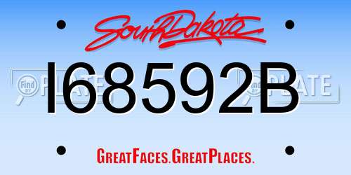 I68592B South Dakota License Plate