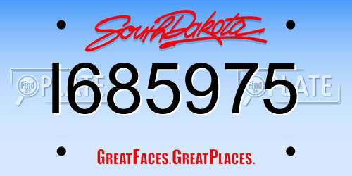 I685975 South Dakota License Plate