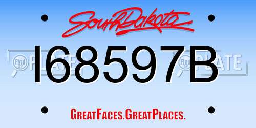 I68597B South Dakota License Plate