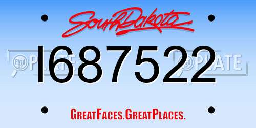 I687522 South Dakota License Plate