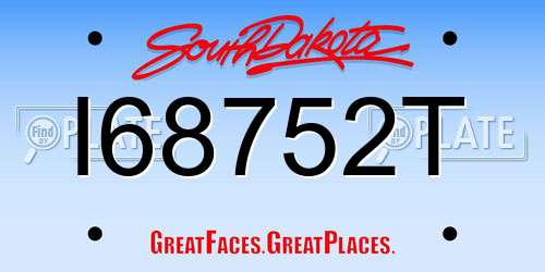I68752T South Dakota License Plate