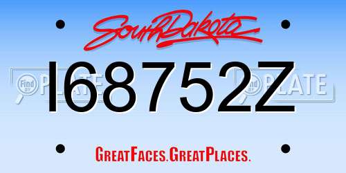 I68752Z South Dakota License Plate