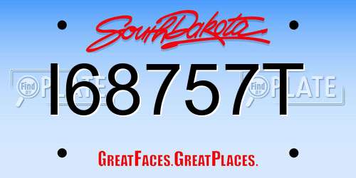 I68757T South Dakota License Plate
