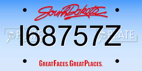 I68757Z South Dakota License Plate