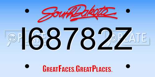 I68782Z South Dakota License Plate
