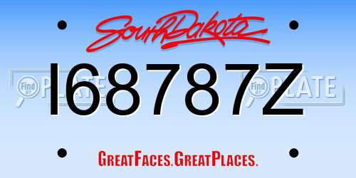 I68787Z South Dakota License Plate