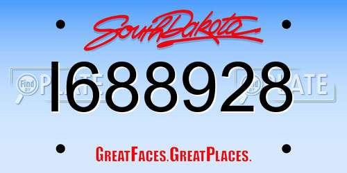 I688928 South Dakota License Plate
