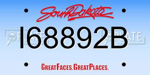 I68892B South Dakota License Plate