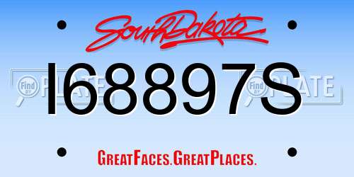 I68897S South Dakota License Plate