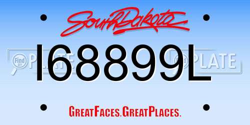 I68899L South Dakota License Plate