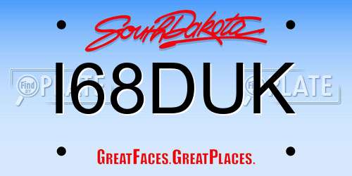 I68DUK South Dakota License Plate