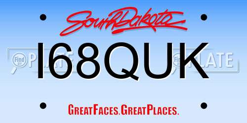 I68QUK South Dakota License Plate