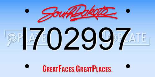 I702997 South Dakota License Plate