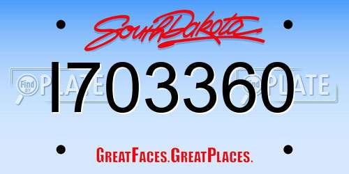 I703360 South Dakota License Plate