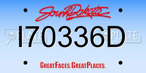 I70336D South Dakota License Plate