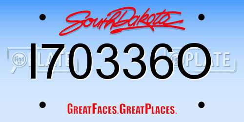 I70336O South Dakota License Plate