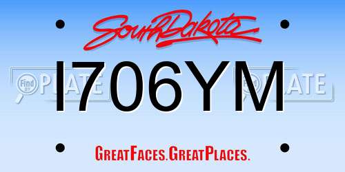 I706YM South Dakota License Plate
