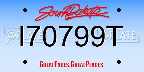 I70799T South Dakota License Plate