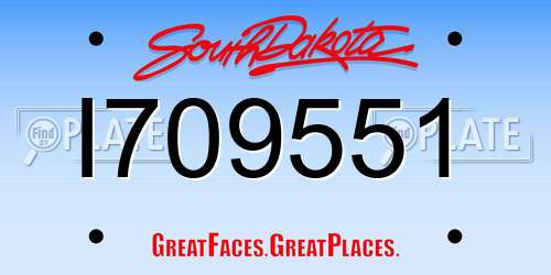 I709551 South Dakota License Plate