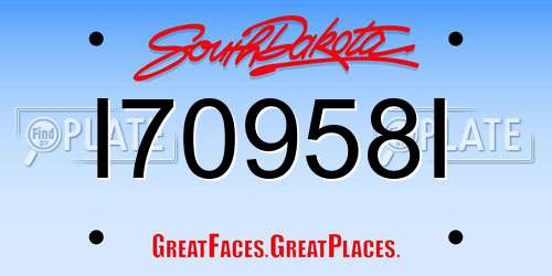 I70958I South Dakota License Plate