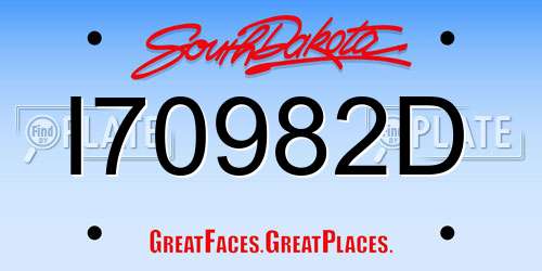 I70982D South Dakota License Plate