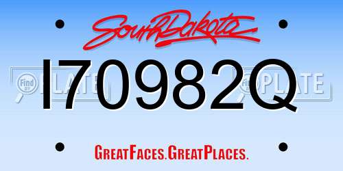 I70982Q South Dakota License Plate