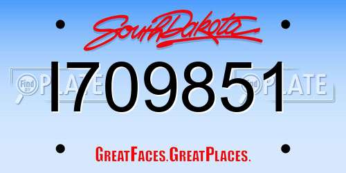 I709851 South Dakota License Plate