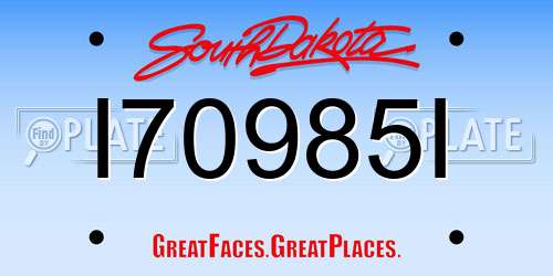 I70985I South Dakota License Plate