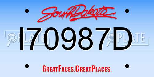 I70987D South Dakota License Plate