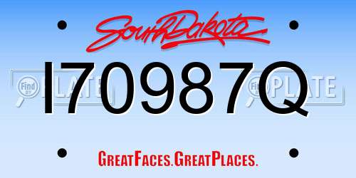 I70987Q South Dakota License Plate