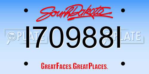 I70988I South Dakota License Plate