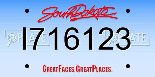 I716123 South Dakota License Plate