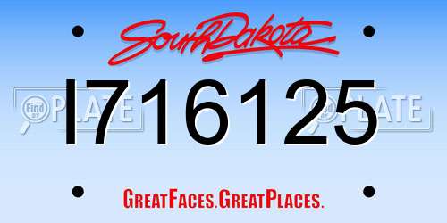 I716125 South Dakota License Plate