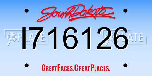 I716126 South Dakota License Plate