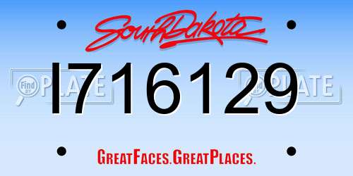 I716129 South Dakota License Plate