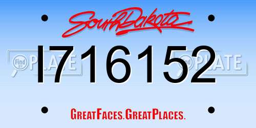 I716152 South Dakota License Plate