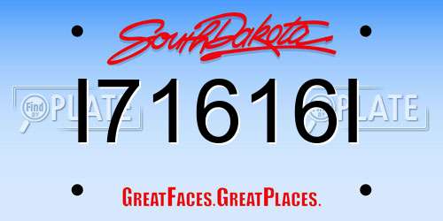 I71616I South Dakota License Plate