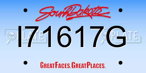 I71617G South Dakota License Plate