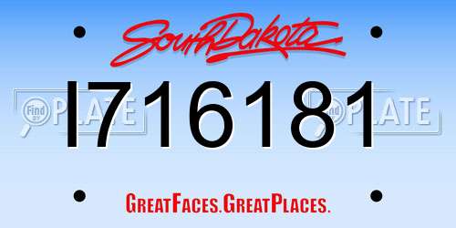 I716181 South Dakota License Plate