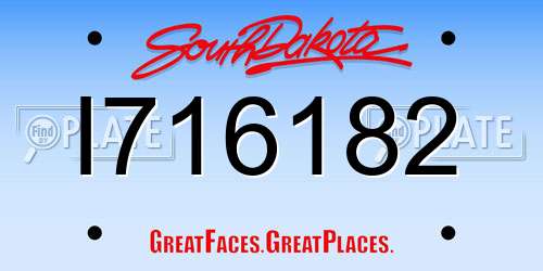 I716182 South Dakota License Plate