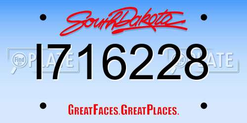 I716228 South Dakota License Plate