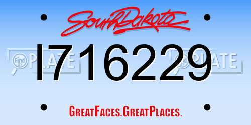 I716229 South Dakota License Plate