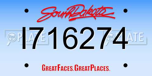 I716274 South Dakota License Plate
