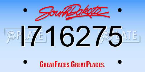 I716275 South Dakota License Plate